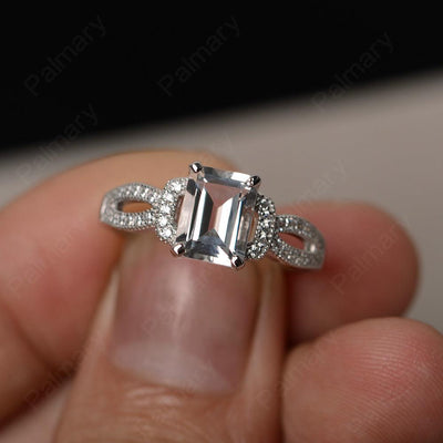Emerald Cut Vintage White Topaz Rings - Palmary