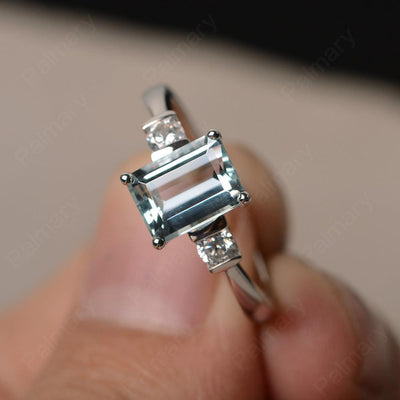 Emerald Cut Aquamarine Engagement Ring - Palmary