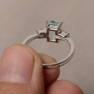 Emerald Cut Aquamarine Engagement Ring - Palmary