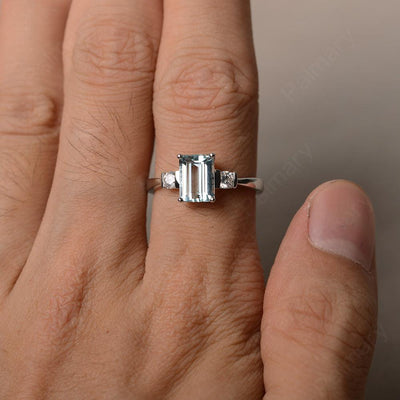 Emerald Cut Aquamarine Engagement Ring - Palmary