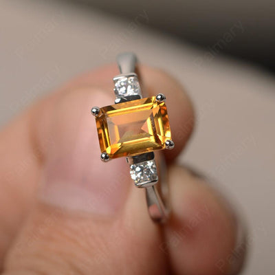 Emerald Cut Citrine Engagement Ring - Palmary