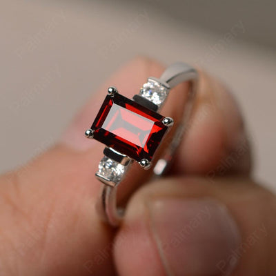 Emerald Cut Garnet Engagement Ring - Palmary