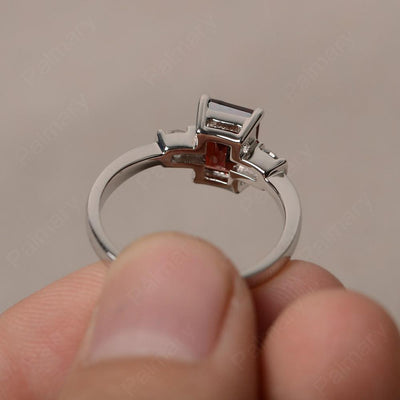 Emerald Cut Garnet Engagement Ring - Palmary