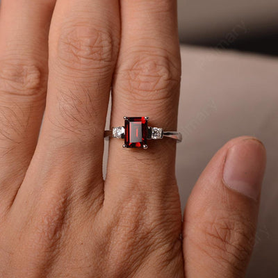 Emerald Cut Garnet Engagement Ring - Palmary