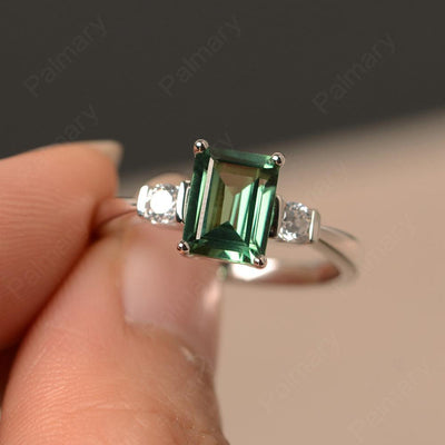 Emerald Cut Green Sapphire Engagement Ring - Palmary