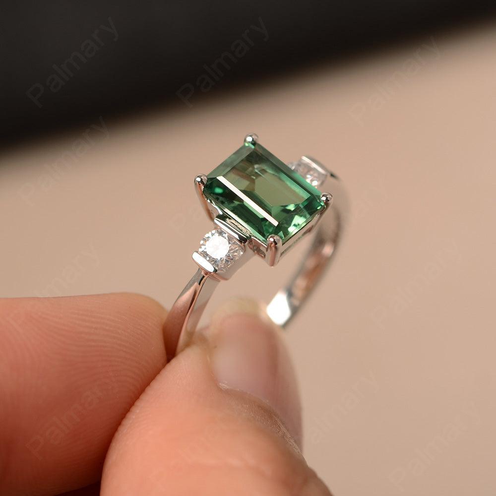 Emerald Cut Green Sapphire Engagement Ring - Palmary