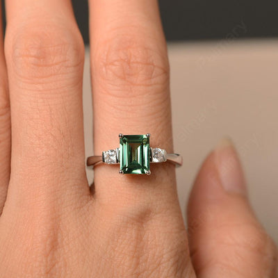 Emerald Cut Green Sapphire Engagement Ring - Palmary