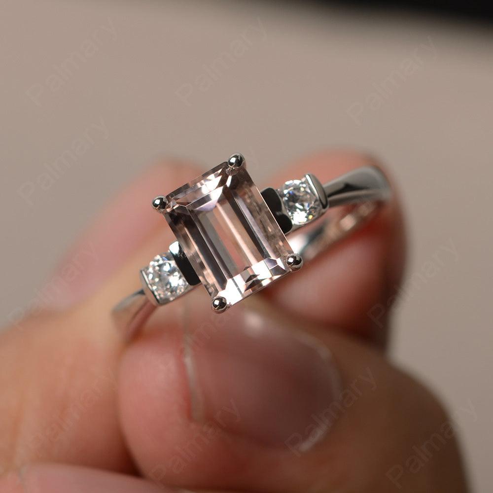 Emerald Cut Morganite Engagement Ring - Palmary