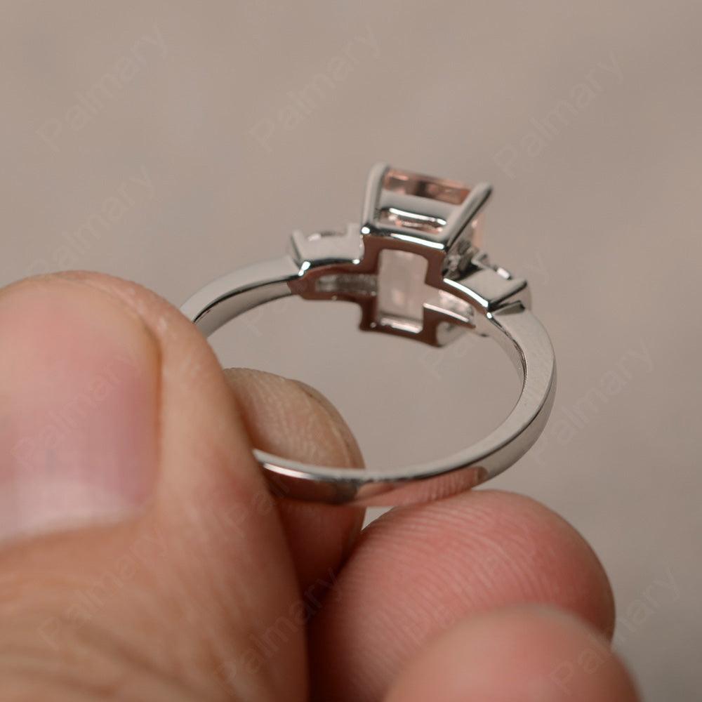 Emerald Cut Morganite Engagement Ring - Palmary