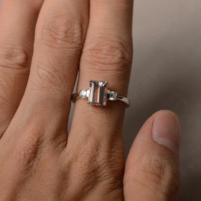 Emerald Cut Morganite Engagement Ring - Palmary