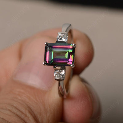 Emerald Cut Mystic Topaz Engagement Ring - Palmary