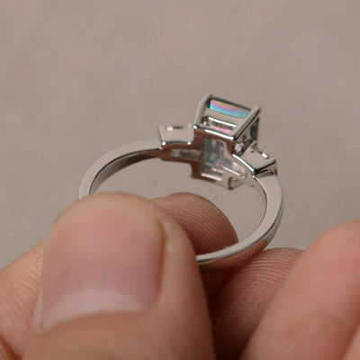Emerald Cut Mystic Topaz Engagement Ring - Palmary
