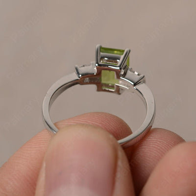Emerald Cut Peridot Engagement Ring - Palmary
