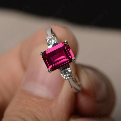 Emerald Cut Ruby Engagement Ring - Palmary
