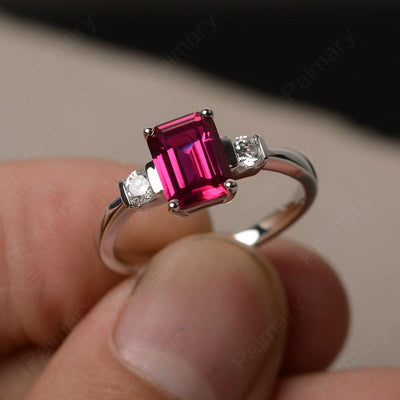 Emerald Cut Ruby Engagement Ring - Palmary