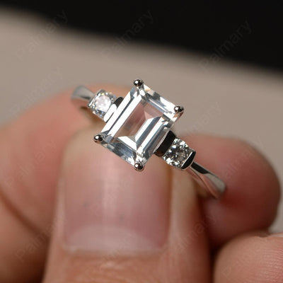 Emerald Cut White Topaz Engagement Ring - Palmary