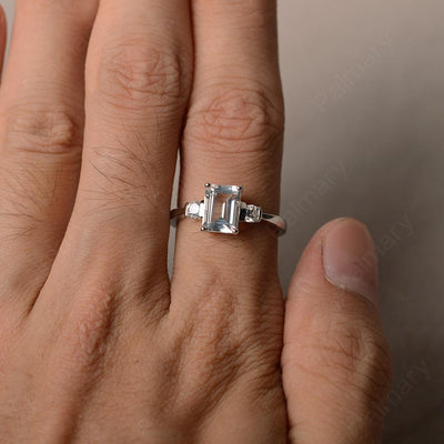 Emerald Cut White Topaz Engagement Ring - Palmary