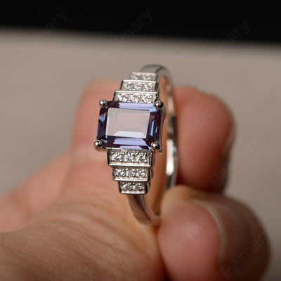 Emerald Cut Alexandrite Promise Ring - Palmary