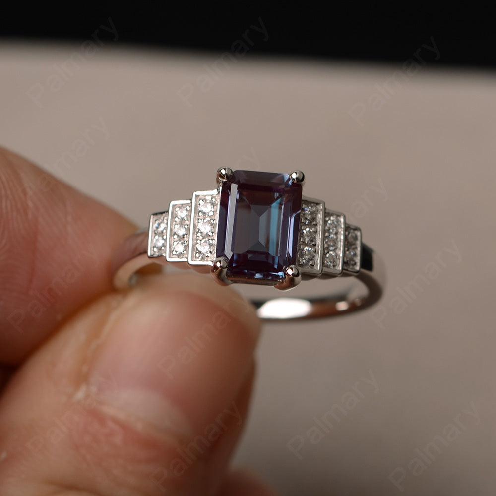 Emerald Cut Alexandrite Promise Ring - Palmary