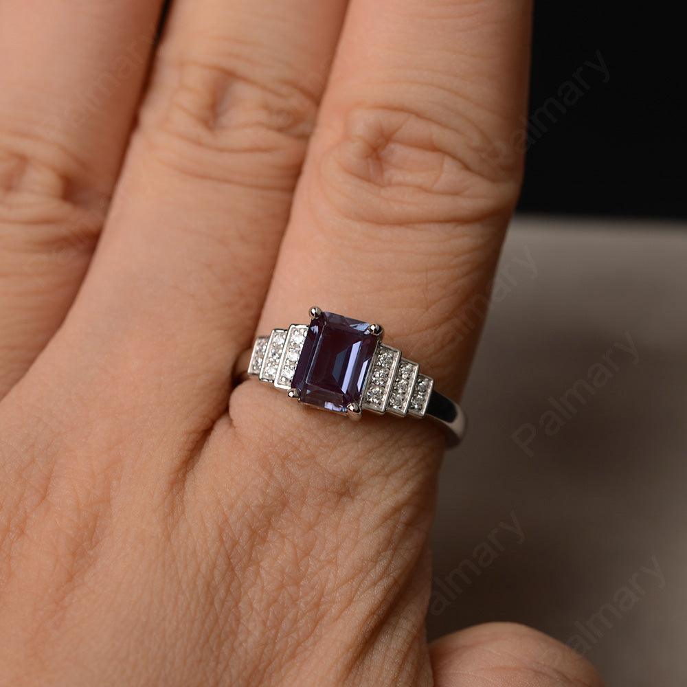Emerald Cut Alexandrite Promise Ring - Palmary
