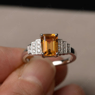 Emerald Cut Citrine Promise Ring - Palmary