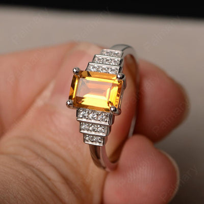 Emerald Cut Citrine Promise Ring - Palmary