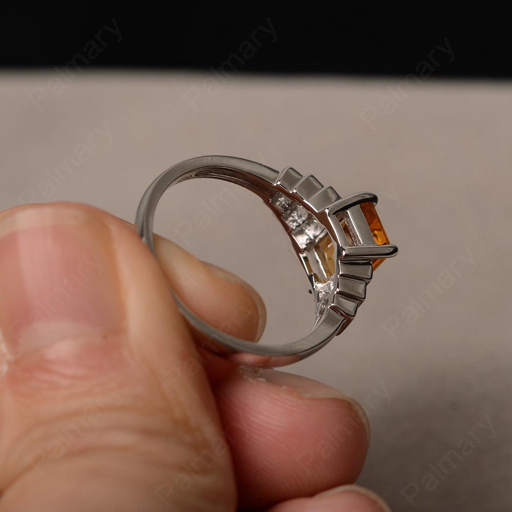 Emerald Cut Citrine Promise Ring - Palmary