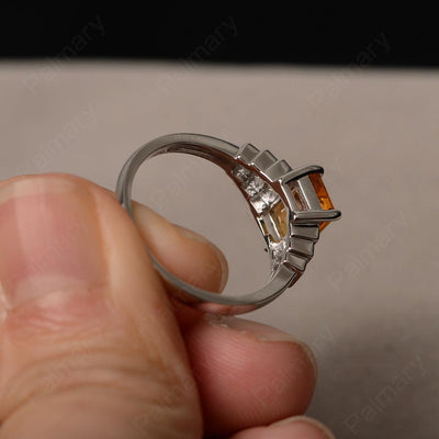 Emerald Cut Citrine Promise Ring - Palmary