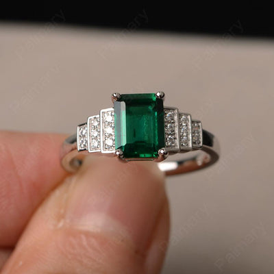 Emerald Cut Emerald Promise Ring - Palmary