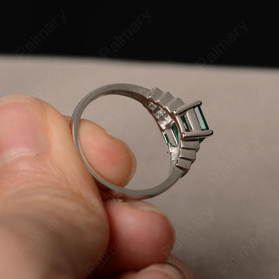 Emerald Cut Emerald Promise Ring - Palmary