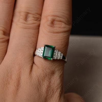 Emerald Cut Emerald Promise Ring - Palmary