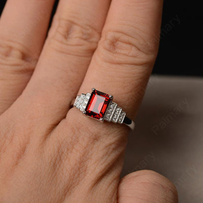 Emerald Cut Garnet Promise Ring - Palmary