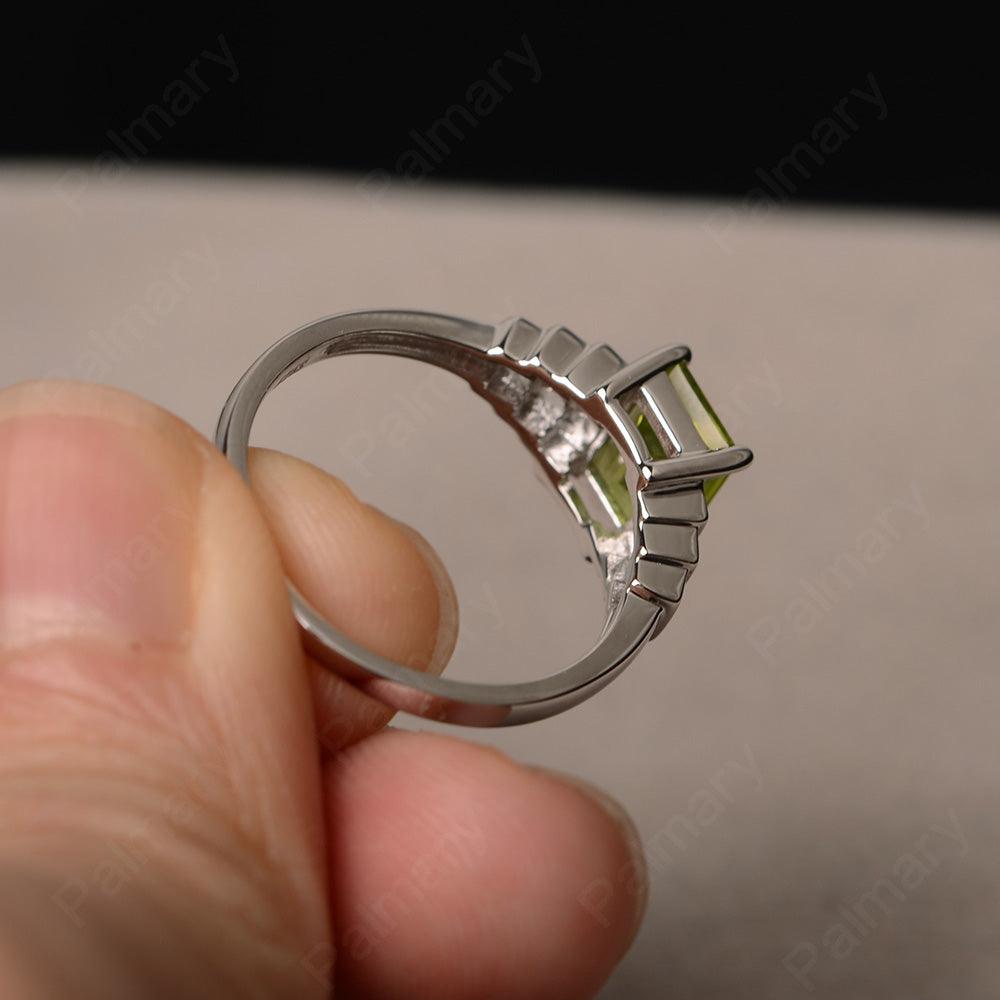 Emerald Cut Peridot Promise Ring - Palmary