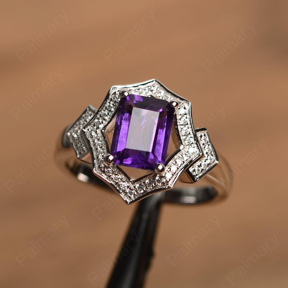 Emerald Cut Amethyst Cocktail Rings - Palmary
