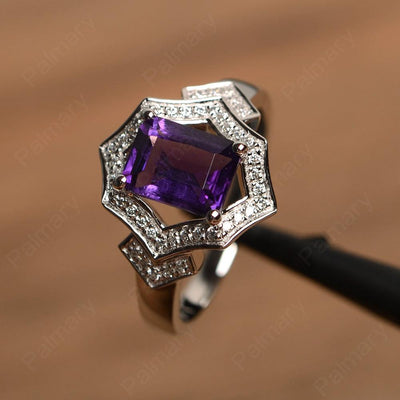 Emerald Cut Amethyst Cocktail Rings - Palmary