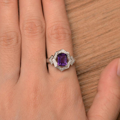 Emerald Cut Amethyst Cocktail Rings - Palmary