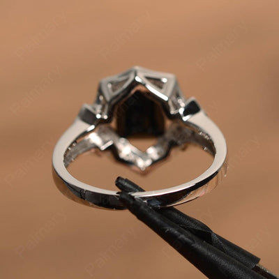 Emerald Cut Black Spinel Cocktail Rings - Palmary