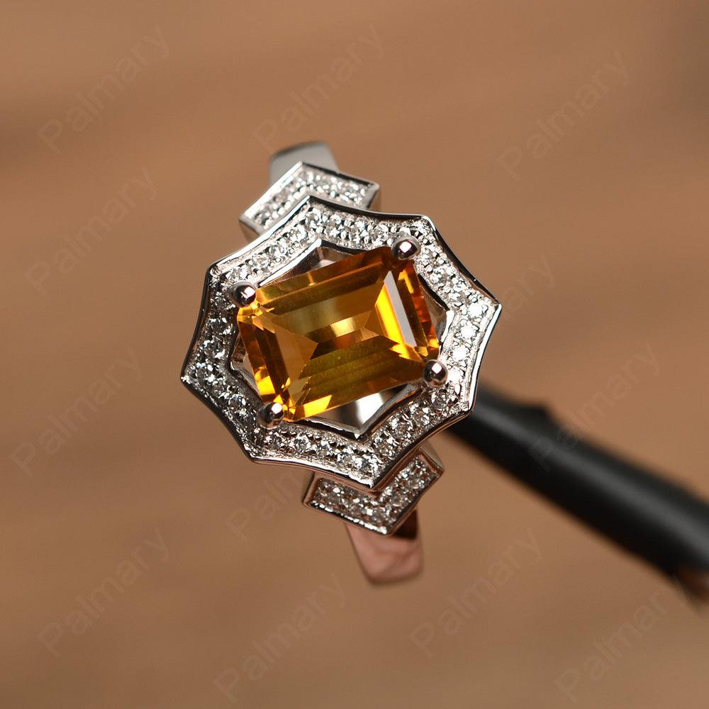 Emerald Cut Citrine Cocktail Rings - Palmary