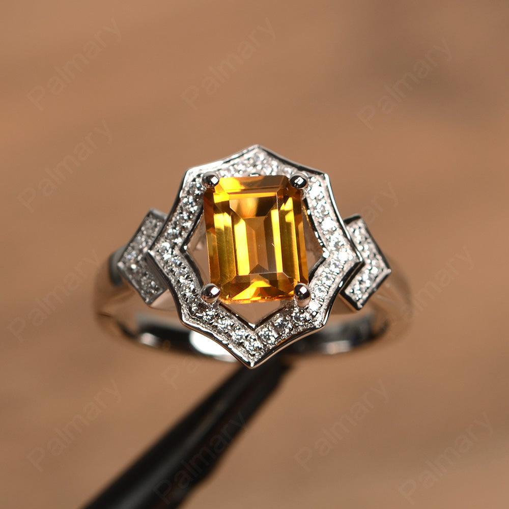 Emerald Cut Citrine Cocktail Rings - Palmary