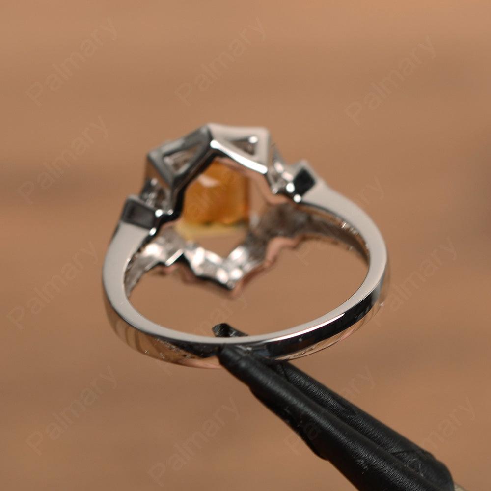 Emerald Cut Citrine Cocktail Rings - Palmary