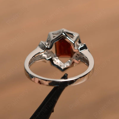 Emerald Cut Garnet Cocktail Rings - Palmary