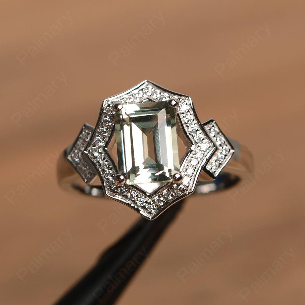 Emerald Cut Green Amethyst Cocktail Rings - Palmary