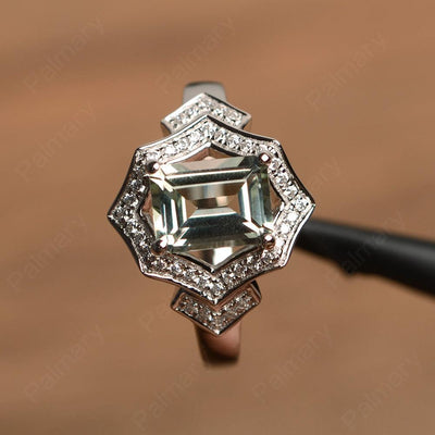 Emerald Cut Green Amethyst Cocktail Rings - Palmary