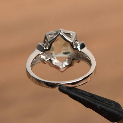 Emerald Cut Green Amethyst Cocktail Rings - Palmary