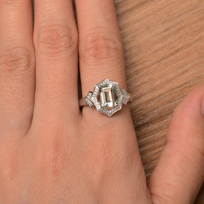 Emerald Cut Green Amethyst Cocktail Rings - Palmary