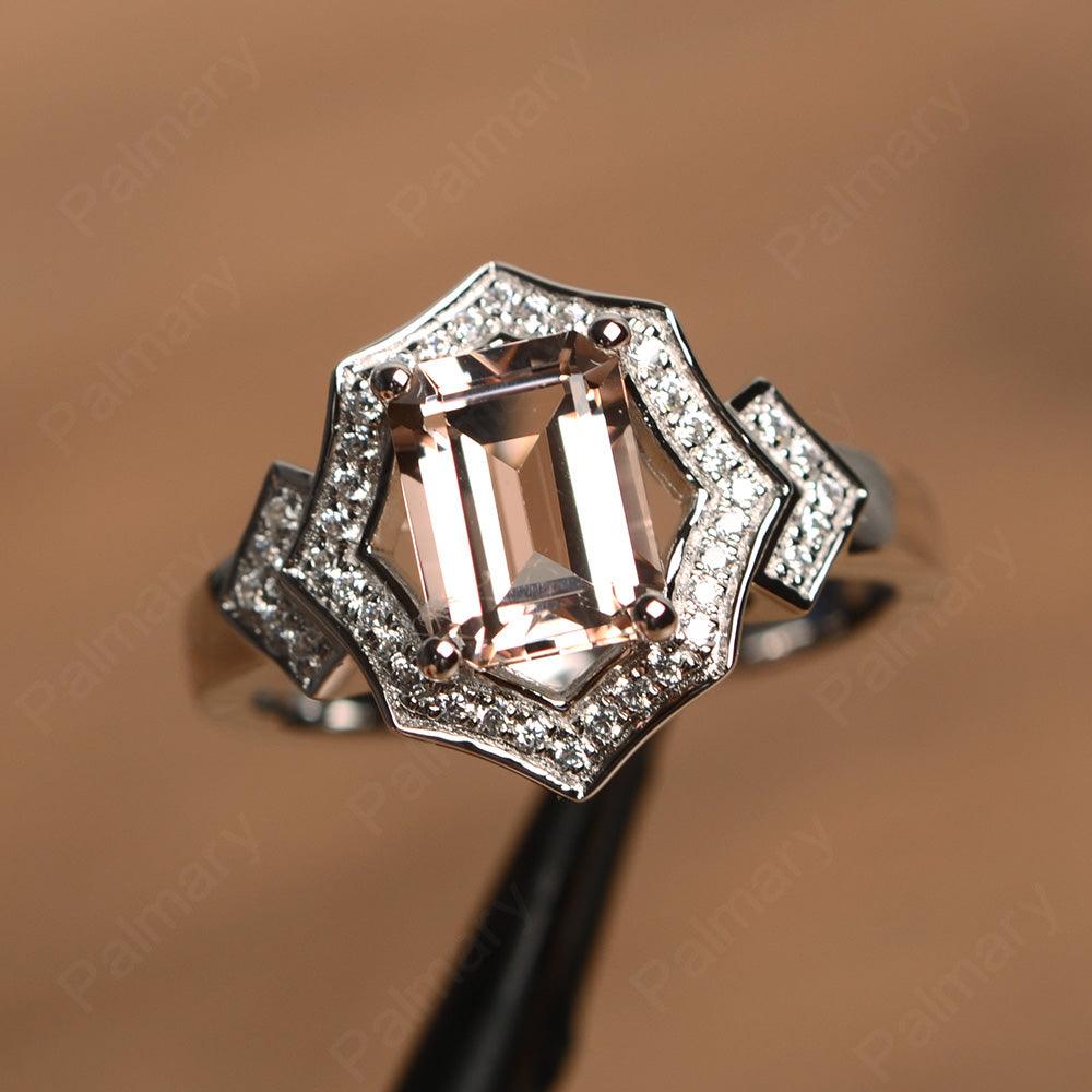 Emerald Cut Morganite Cocktail Rings - Palmary