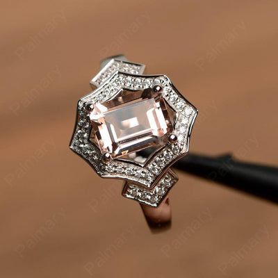 Emerald Cut Morganite Cocktail Rings - Palmary