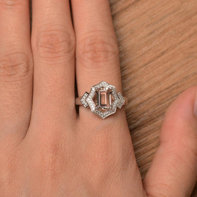 Emerald Cut Morganite Cocktail Rings - Palmary