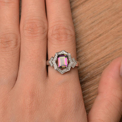 Emerald Cut Mystic Topaz Cocktail Rings - Palmary
