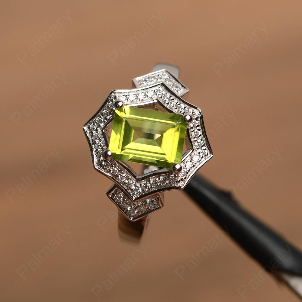 Emerald Cut Peridot Cocktail Rings - Palmary